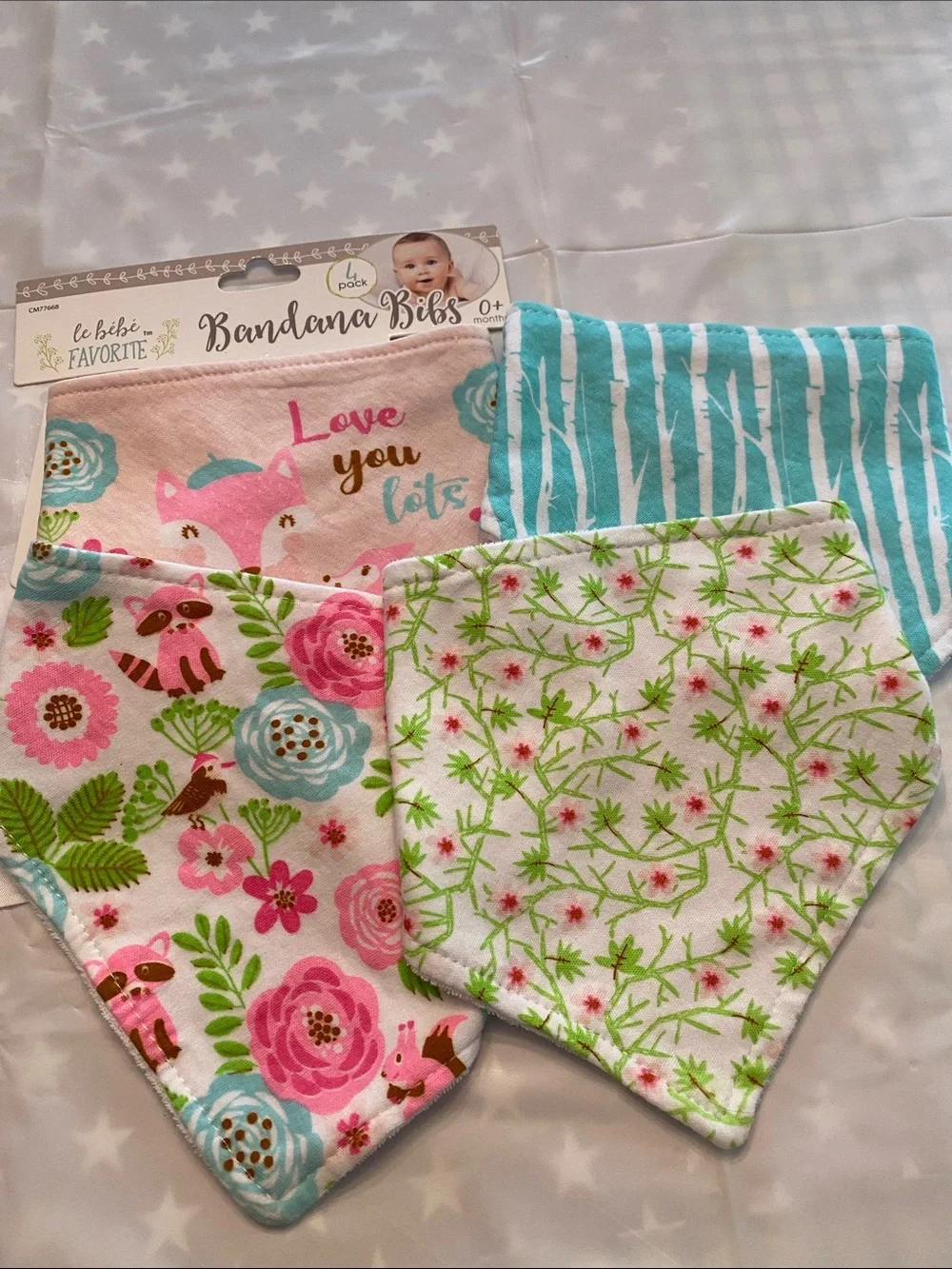 Le Bebe Favorite Pink Fox Bandana Bib Love You Lots